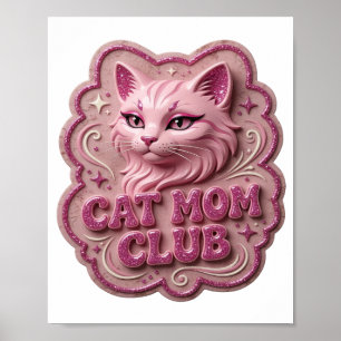 Poster Motif Artistique Rose CLUB DE MÈRE DE CHAT Accroch