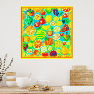 Poster Motif aux fruits colorés. Commandez dès maintenant