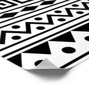 Poster motif Aztec en noir et blanc