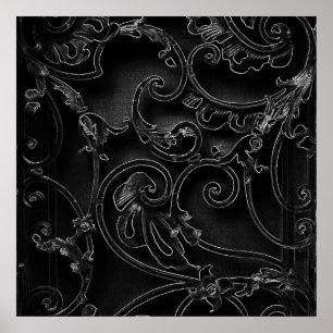 Poster Motif baroque gothique noir