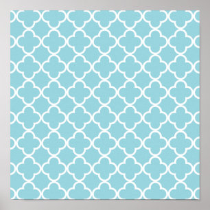 Poster Motif blanc bleu marocain de Quatrefoil