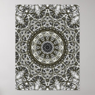 Poster motif blanc noir de kaléidoscope