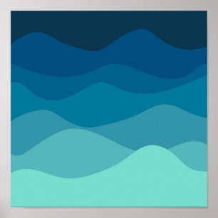 Poster Motif bleu ondulé esthétique
