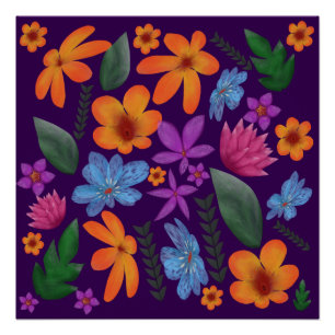 Poster Motif botanique floral aquarelle lumineux Esthétiq