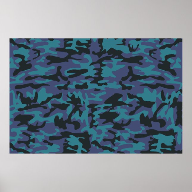 Poster Motif camo bleu (Devant)