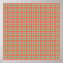 Motif carreaux aquamarine corail