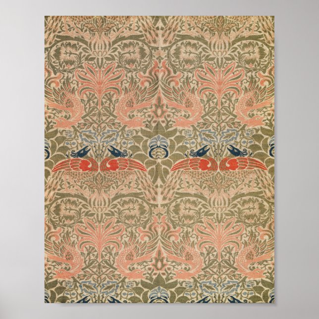 Poster Motif célèbre des oiseaux de William morris (Devant)