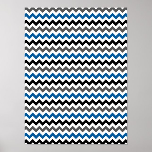 Poster Motif Chevron Arrière - plan bleu gris noir blanc (Devant)