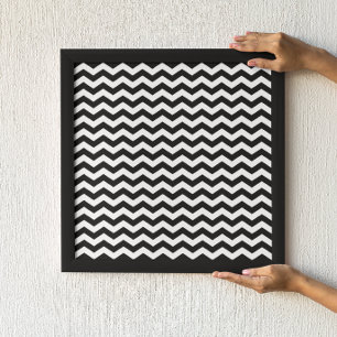 Poster Motif chevron blanc et noir