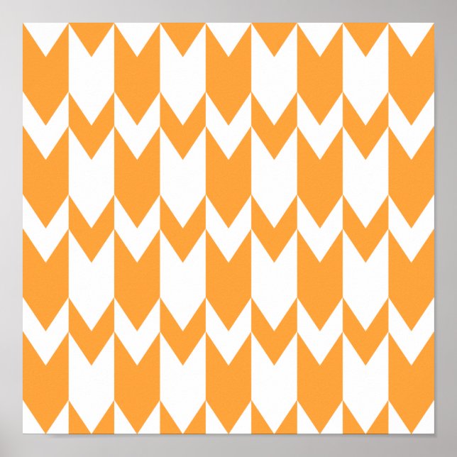 Poster Motif Chevron orange et blanc. (Devant)