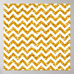 Poster Motif chevron pailleté or