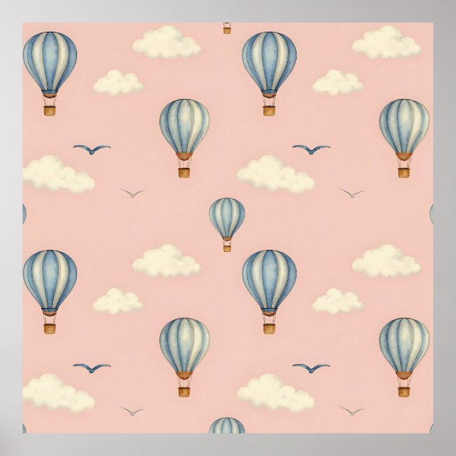 Poster Motif ciel en montgolfière rêveuse (Devant)