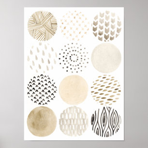 Poster Motif circulaire Abstrait neutre