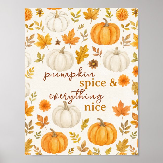 Poster Motif Citrouille mignon | Thanksgiving (Devant)