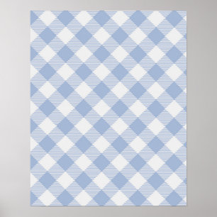 Poster Motif classique En vichy bleu coché