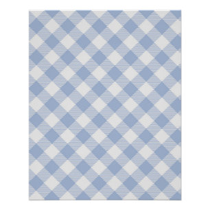 Poster Motif classique En vichy bleu coché