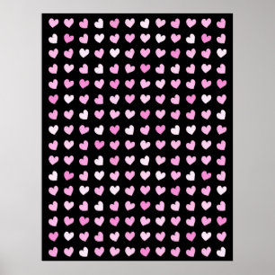 Poster Motif Coeurs roses