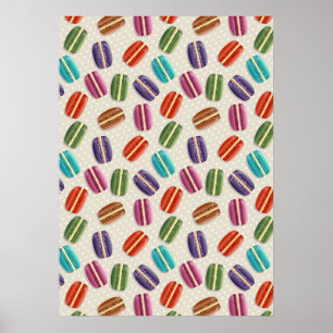 Poster Motif coloré des Macarons parisiens