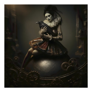 Poster Motif corbeau romantique sombre