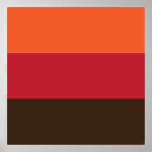 Poster motif couleur Vintage les années 70 rétro 3 bandes