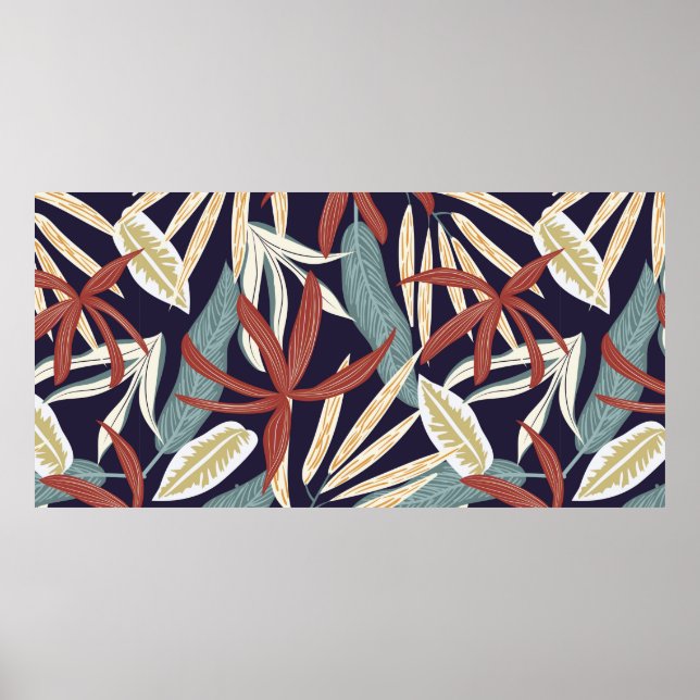 Poster Motif créatif sans faille avec plantes tropicaux s (Devant)