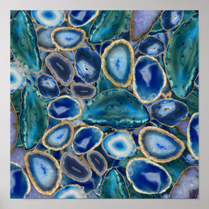Poster Motif cristal Blue Geodes