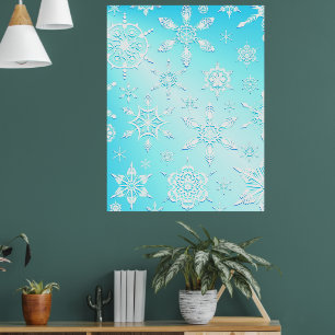 Poster Motif Crystal Snowflakes
