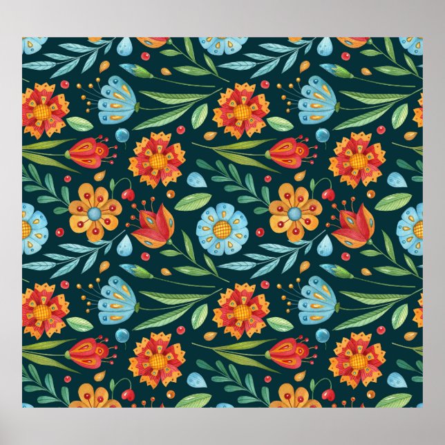 Poster Motif d'aquarelle illustrée à la main (Devant)