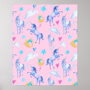 Poster Motif d'aquarelle magique Unicorn Design Imaginair