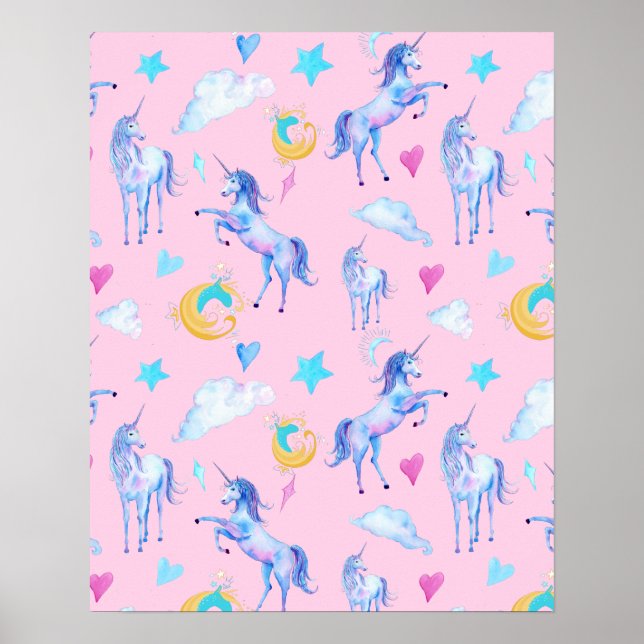 Poster Motif d'aquarelle magique Unicorn Design Imaginair (Devant)