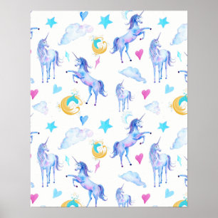 Poster Motif d'aquarelle magique Unicorn Design Imaginair