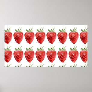 Poster Motif d'aquarelle transparente avec fraises