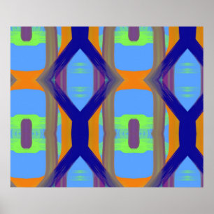 Poster Motif d'art Customisé couleur bleu vert orange