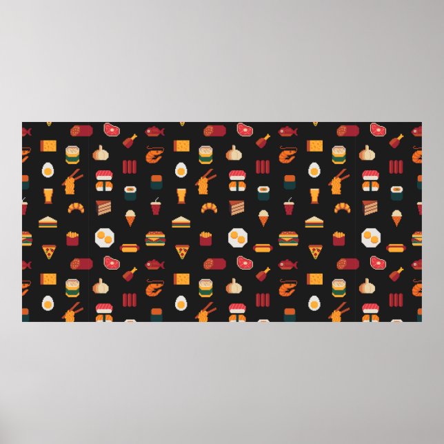 Poster Motif d'art en pixel transparent, textures de tiss (Devant)