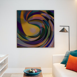Poster Motif d'art en vague radiale rétro-futuriste