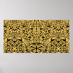 Poster Motif d'art floral or sur une vinta d'art thaïland