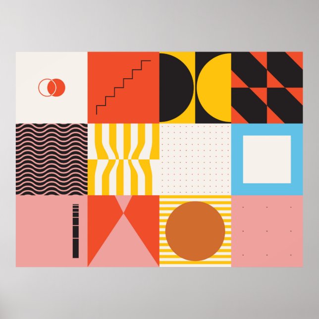 Poster Motif d'art néo-moderniste réalisé avec abstrait v (Devant)