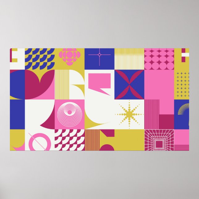 Poster Motif d'art néo-moderniste réalisé avec g abstrait (Devant)