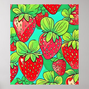 Poster Motif d'art pop fraise