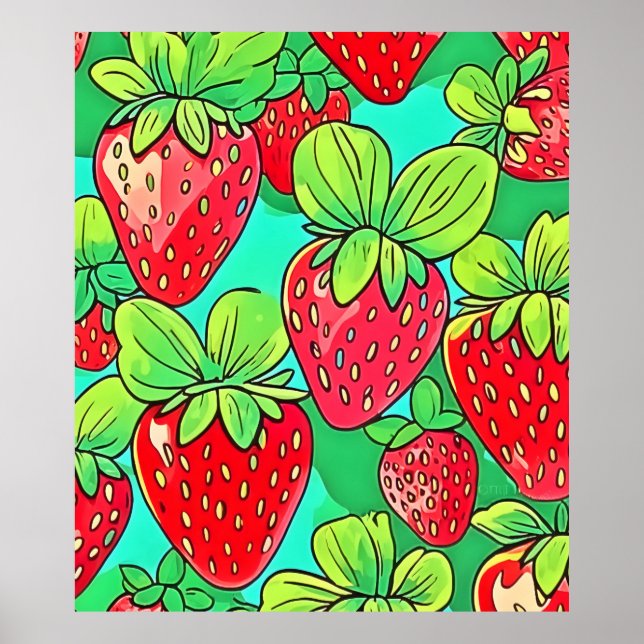 Poster Motif d'art pop fraise (Devant)