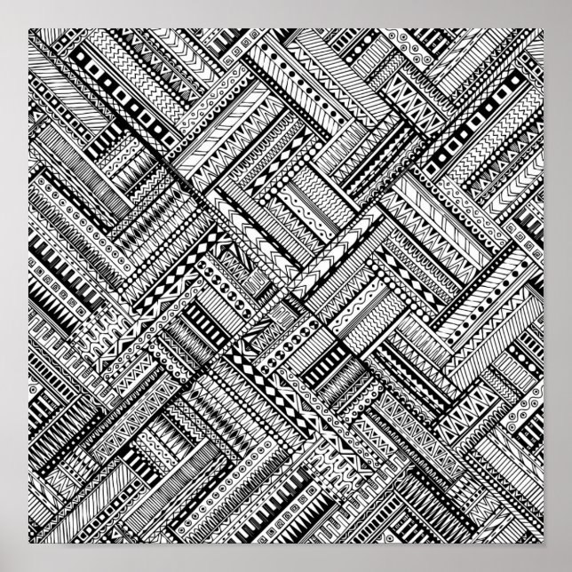 Poster Motif d'art tribal inspiré 2 (Devant)