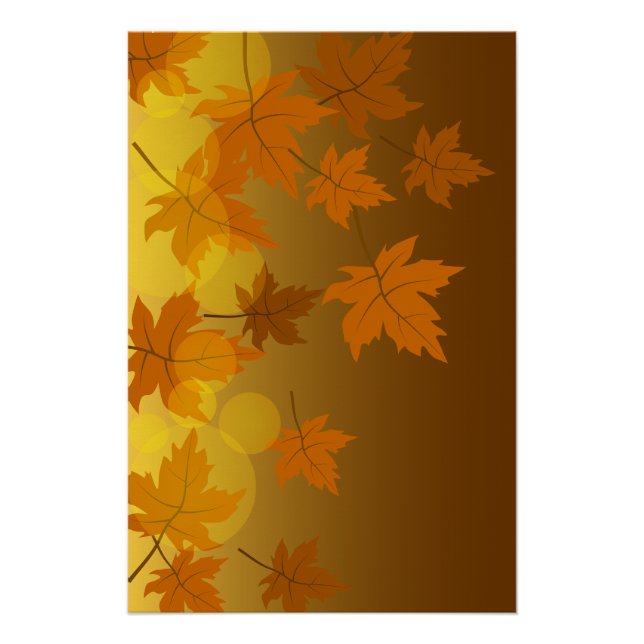 Poster Motif d'automne avec feuilles d'érable en chute et (Devant)