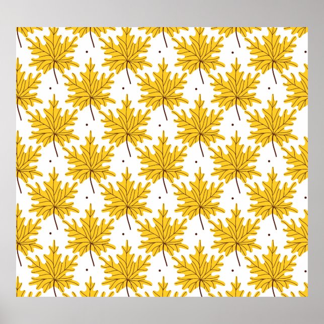 Poster Motif d'automne des Feuilles d'érable d'or (Devant)