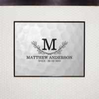 Motif de balle de golf personnalisé Nom Monogramme