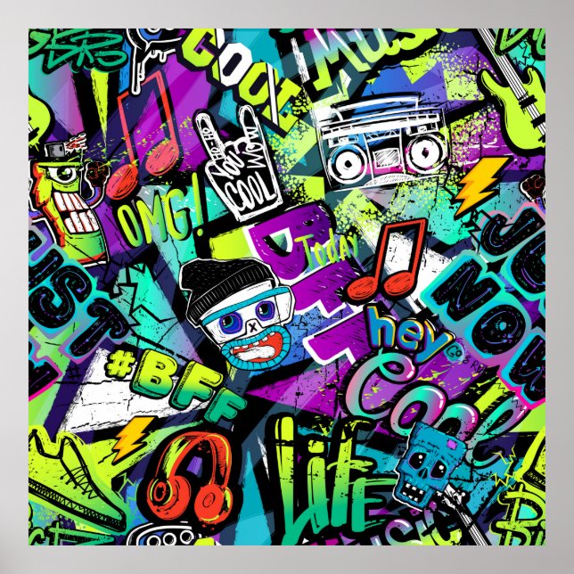 Poster motif de bande dessinée sans soudure Abstrait. Rép (Devant)