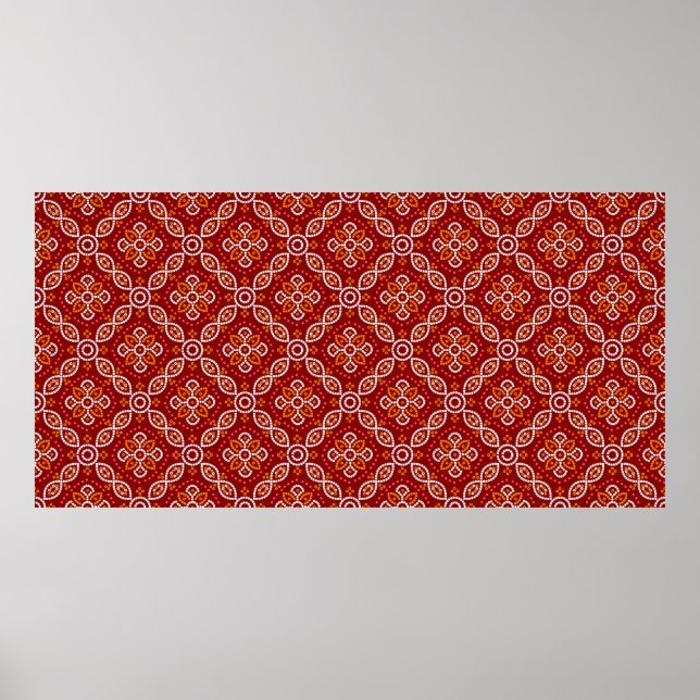 Poster Motif de bandhani à patoda géométrique sans joint (Devant)