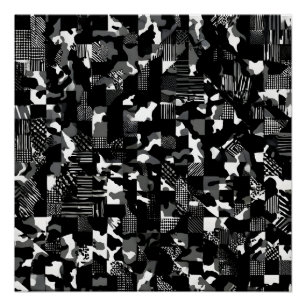 Poster Motif de camouflage noir et blanc "Fractura"