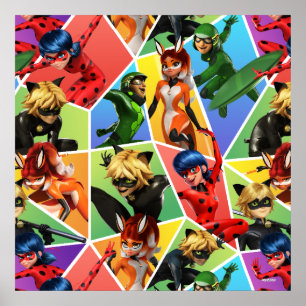 Poster Motif de caractères couleur miquille