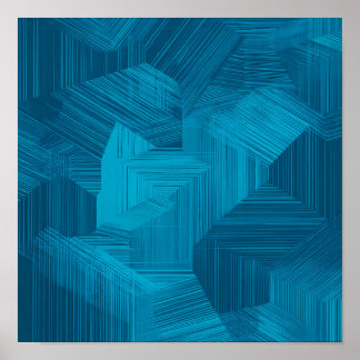 Poster Motif de carrelage cyan en grille à haut contraste