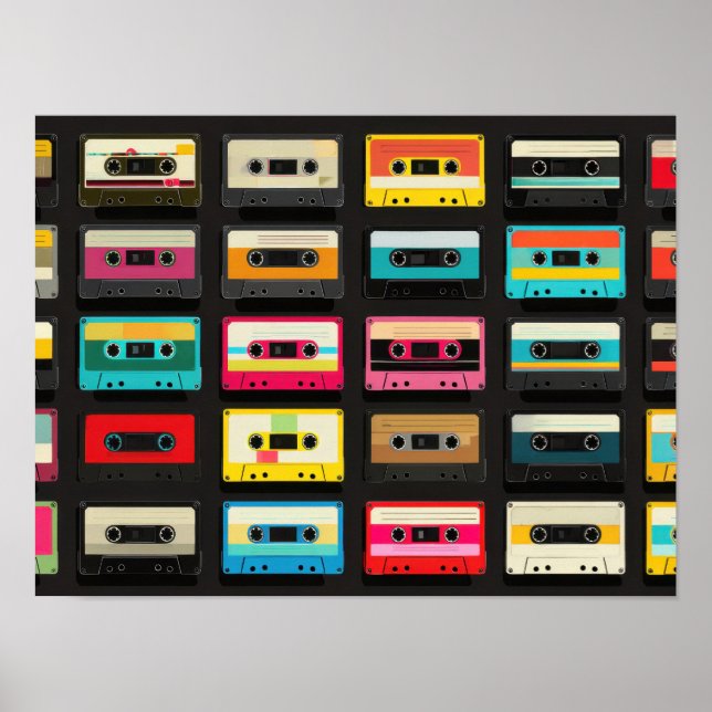 Poster Motif de cassette rétro – Musique vintage  (Devant)